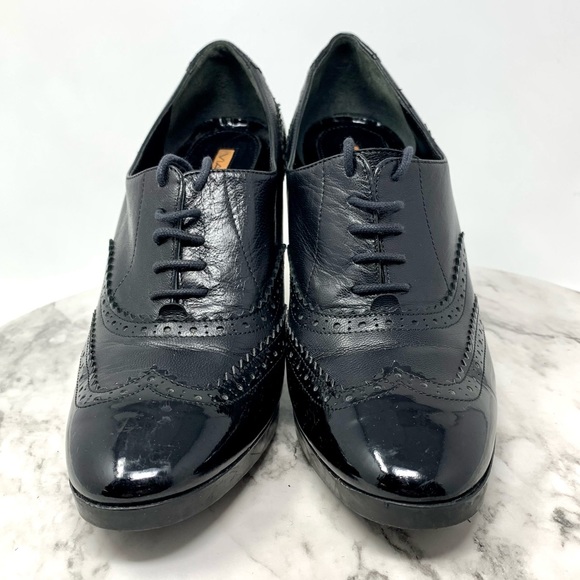 Via Spiga Wingtip Lace Up Leather Oxford 7 Retro Classic Preppy Academia Pinup - Picture 4 of 16